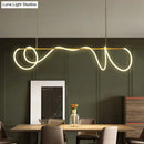 GobekUsa Acrylic Flex Tube Suspension Light: Minimalist LED Island Lamp in Gold with Linear Arm - Warm/White/Natural Light