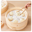 White perforated bamboo air fryer steamer liners kitchen baking papers by Decorbites
