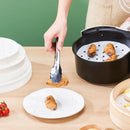 White perforated bamboo air fryer steamer liners kitchen baking papers by Decorbites