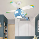 GobekUsa Aircraft LED Ceiling Fan Light Remote Dimming Chandelier for Kids Bedroom