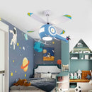 GobekUsa Aircraft LED Ceiling Fan Light Remote Dimming Chandelier for Kids Bedroom