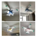 GobekUsa Aircraft LED Chandelier Ceiling Fan Light Remote Dimming Kids Room Bedroom Decor