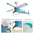 GobekUsa Aircraft LED Chandelier Ceiling Fan Light Remote Dimming Kids Room Bedroom Decor