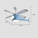 GobekUsa Aircraft LED Chandelier Ceiling Fan Light Remote Dimming Kids Room Bedroom Decor