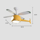 GobekUsa Aircraft LED Chandelier Ceiling Fan Light Remote Dimming Kids Room Bedroom Decor
