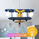 GobekUsa Airplane Chandelier Kids LED Lights Cartoon Boys Bedroom Cute Gift