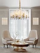 GobekUsa Alabaster Gold Chrome Chandelier Suspension Luminaire for Living Room