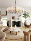 GobekUsa Alabaster Gold Chrome Chandelier Suspension Luminaire for Living Room