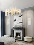 GobekUsa Alabaster Gold Chrome Chandelier Suspension Luminaire for Living Room