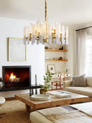 GobekUsa Alabaster Gold Chrome Chandelier Suspension Luminaire for Living Room