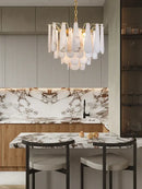 GobekUsa Alabaster Lustre LED Chandelier for Dining Room