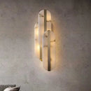 GobekUsa Alabaster Moon Oval Marble Wall Lamp, Gold/Copper LED Sconce for Modern Indoor Decor