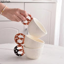 Polka dot biscuit mug ceramic cup and saucer set kitchen decor by Decorbites