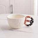 Polka dot pretzel biscuit mug and saucer set dining room ceramic cup by Decorbites