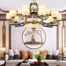 GobekUsa All Copper Jade Chandelier for Living Room, Villa Duplex Multi-storey Lighting