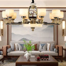 GobekUsa All Copper Jade Chandelier for Living Room, Villa Duplex Multi-storey Lighting