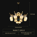 GobekUsa All Copper Jade Chandelier for Villa Living Room, Dining Room - Chinese Style Duplex Copper Lamp