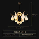 GobekUsa All Copper Jade Chandelier for Villa Living Room, Dining Room - Chinese Style Duplex Copper Lamp