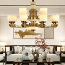 GobekUsa All Copper Marble Jade Chandelier: Luxury Living Room Hall Bedroom Lighting