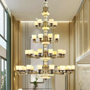 GobekUsa All Copper Marble Jade Chandelier: Luxury Living Room Hall Bedroom Lighting