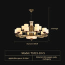 GobekUsa All Copper Marble Jade Chandelier: Luxury Living Room Hall Bedroom Lighting