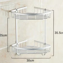 White aluminium double shelf corner basket angel rack kitchen caddy by Decorbites