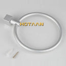 Silver aluminium round towel holder bathroom ring with square base by Decorbites