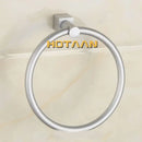 Silver aluminium round towel holder bathroom ring with square base by Decorbites