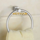 Silver aluminium round towel holder bathroom ring with square base by Decorbites