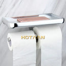Modern chrome toilet paper holder with bathroom shelf by Decorbites