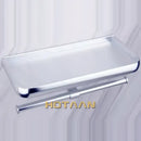 Modern chrome toilet paper holder with bathroom shelf by Decorbites