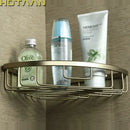 Antique gold aluminum shower basket holder bathroom single layer shelfo navigation by Decorbites