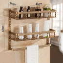 GobekUsa Aluminum Bathroom Corner Shelf - 40cm Length, Antique Finish, Shower Room Basket