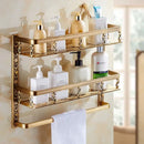 GobekUsa Aluminum Bathroom Corner Shelf - 40cm Length, Antique Finish, Shower Room Basket
