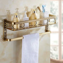 GobekUsa Aluminum Bathroom Corner Shelf - 40cm Length, Antique Finish, Shower Room Basket