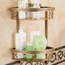 GobekUsa Aluminum Bathroom Corner Shelf - 40cm Length, Antique Finish, Shower Room Basket