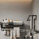GobekUsa Aluminum Bathroom Towel Holder with Hook and Storage Basket