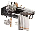 GobekUsa Aluminum Bathroom Towel Holder with Hook and Storage Basket