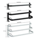Modern black aluminum triple tier bathroom towel rack with hooks by Decorbites