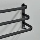 Modern black aluminum triple tier bathroom towel rack with hooks by Decorbites
