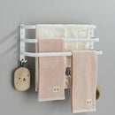 Modern black aluminum triple tier bathroom towel rack with hooks by Decorbites