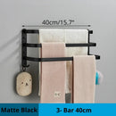 Modern black aluminum triple tier bathroom towel rack with hooks by Decorbites