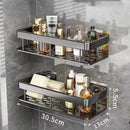 Modern black two-tier corner shower storage rack – bathroom shelf by Decorbites