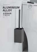 Modern gray & white rectangular toilet brush holder bathroom set by Decorbites