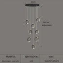 GobekUsa Aluminum LED Chandelier Crystal Round Hanging Lamps Luxury Staircase Lighting Fixtures