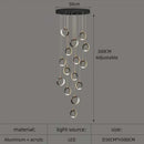 GobekUsa Aluminum LED Chandelier: Luxury Crystal Round Hanging Lamps for Staircase and Attic
