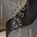 GobekUsa Aluminum LED Chandelier: Luxury Crystal Round Hanging Lamps for Staircase and Attic