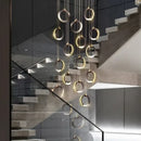 GobekUsa Aluminum LED Chandelier: Luxury Crystal Round Hanging Lamps for Staircase and Attic