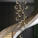 GobekUsa Aluminum LED Chandelier: Luxury Crystal Round Hanging Lamps for Staircase and Attic