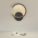 Modern black circular led wall lamp for bedroom living room by Decorbites